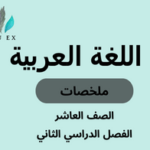 ملخصات مادة اللغة العربية الصف العاشر الفصل الدراسي الثاني